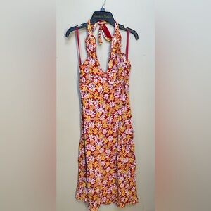 Anthropologie Odille Red Floral Daisy Halter Dress 0